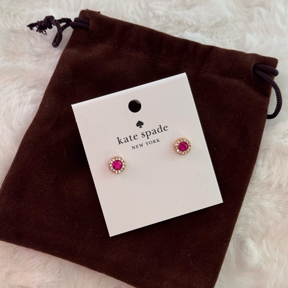 kate spade Jewelry - Late Spade “You're A Gem” Pink and Gold Stud Pave Halo Stud earrings w/dust bag